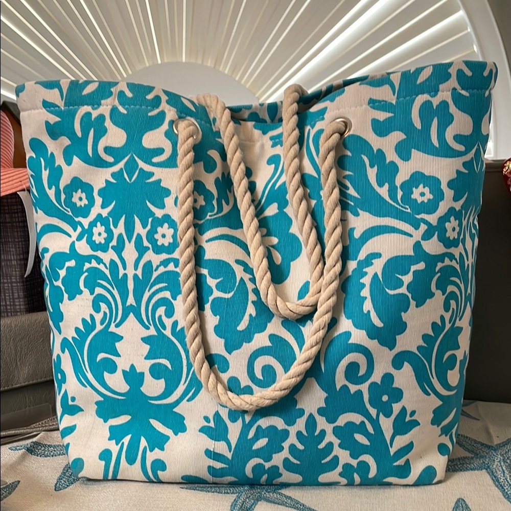 Blue Floral Tote Bag